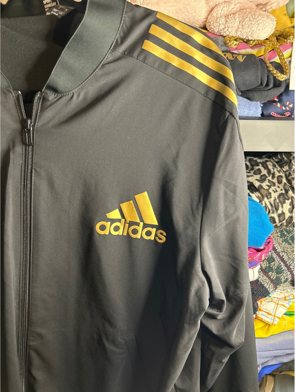 Adidas Men's Black and Gold Track Jacket Large